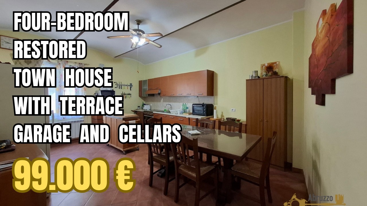 Four-bedroom completely restored town house with terrace, large garage and stone cellars. Palmoli.