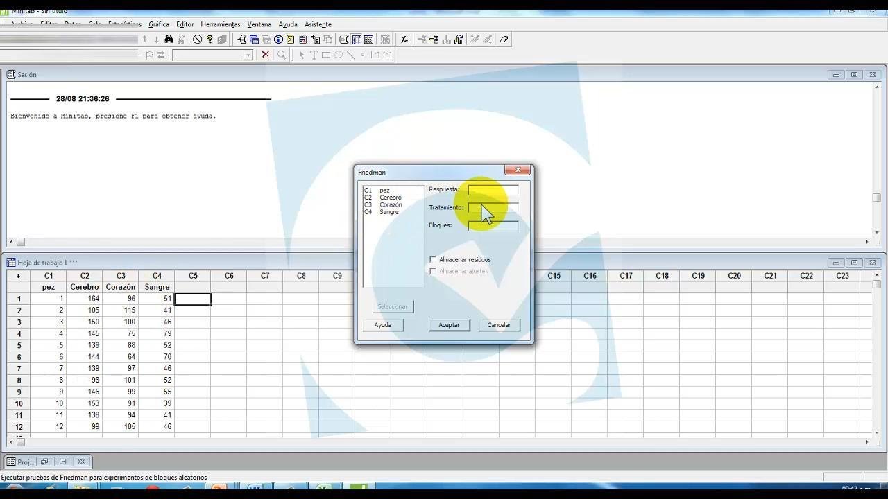 1.7 Minitab I: Estad&iacute;stica no param&eacute;trica (Prueba de Friedman).