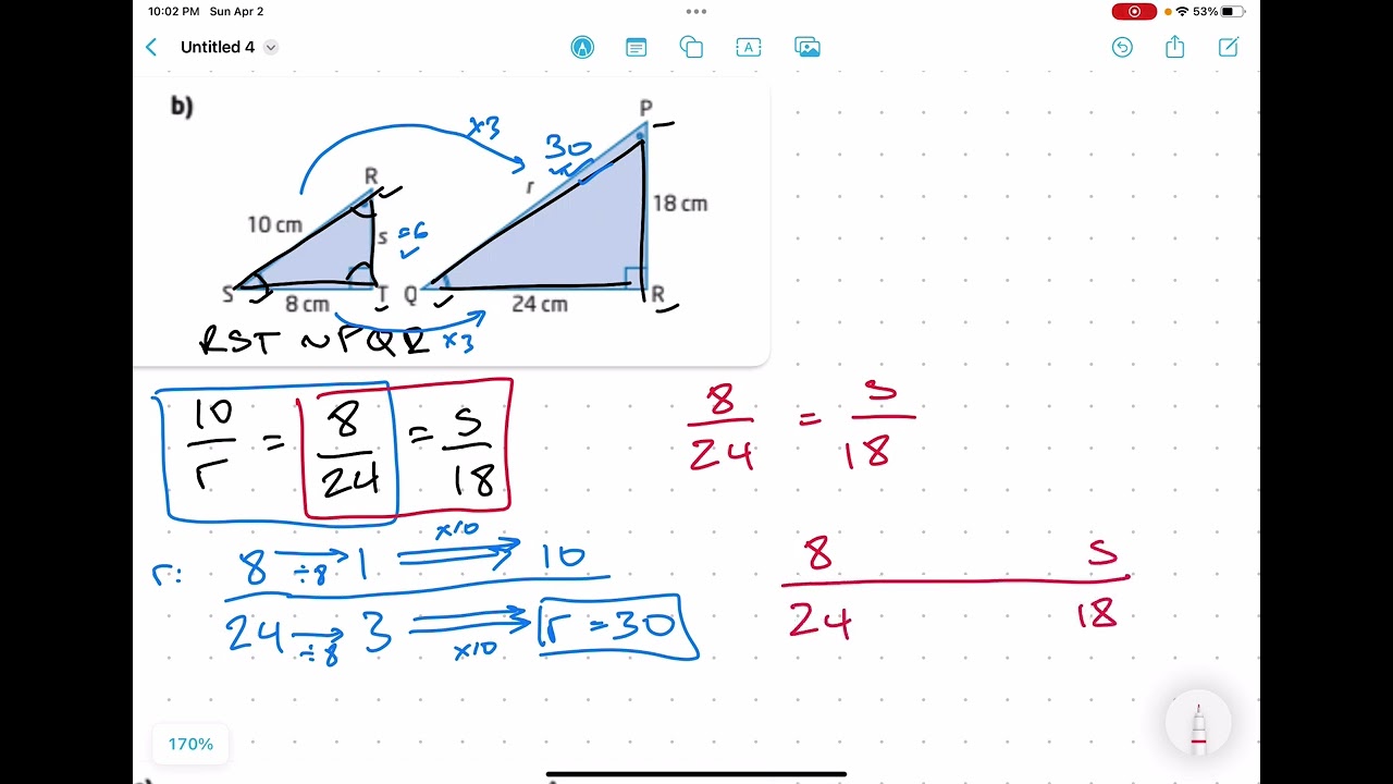 Similar Triangles 6b Ratio Table