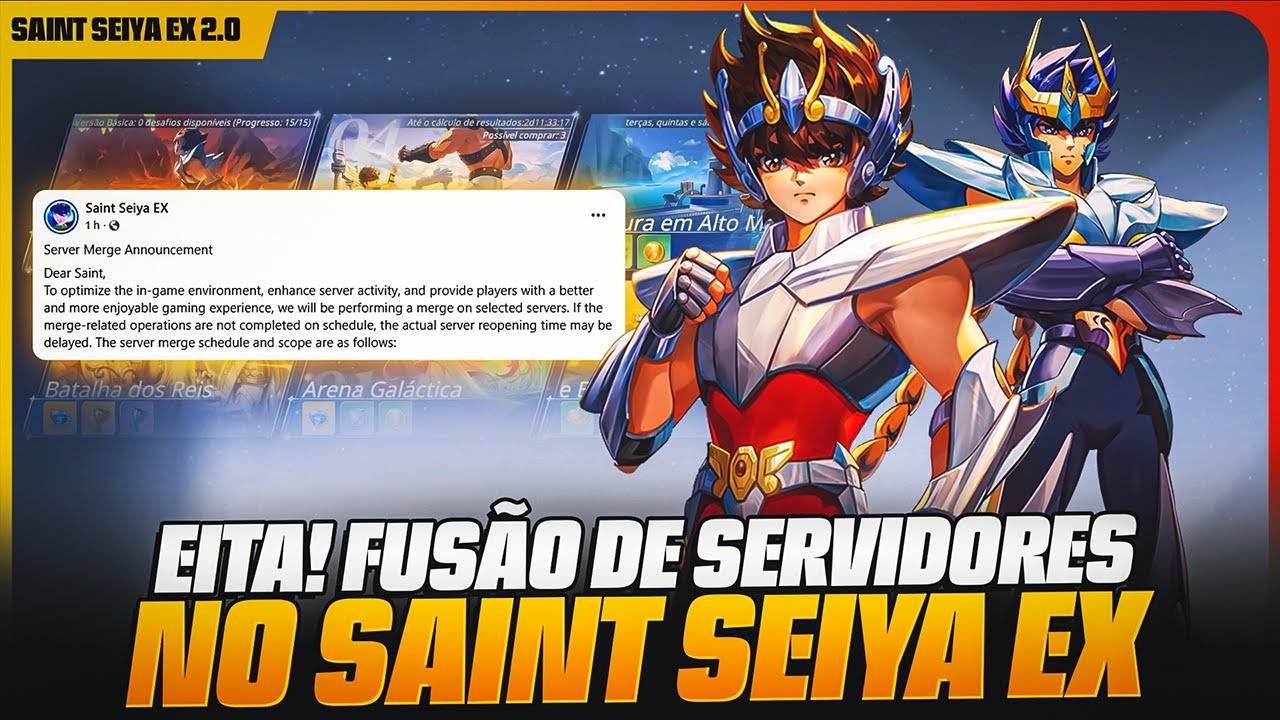 🌟👀 QUE LOUCURA! EFUN ANUNCIA FUSÃO DE SERVIDORES NOS SERVIDORES GLOBAIS DO SAINT SEIYA EX! 👀🌟