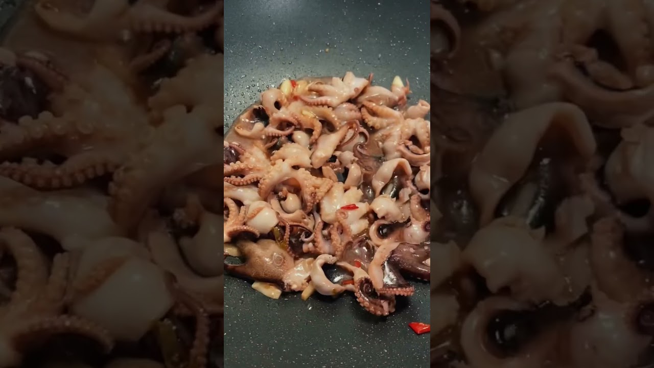 Spicy Octopus with chili, leek #shorts #food #octopus