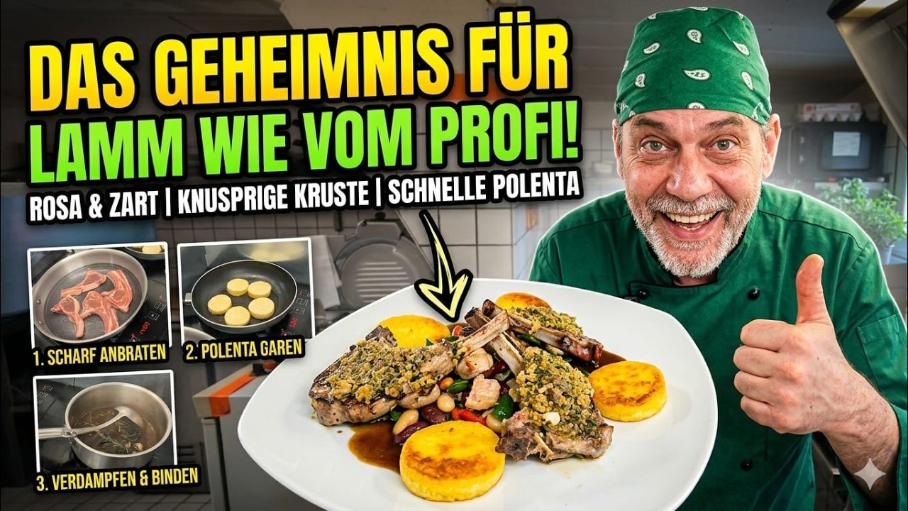 Lammkoteletts nur noch SO in der Pfanne braten! Kräuterkruste, Arrosieren & rosa | Profikoch Rezept🐑