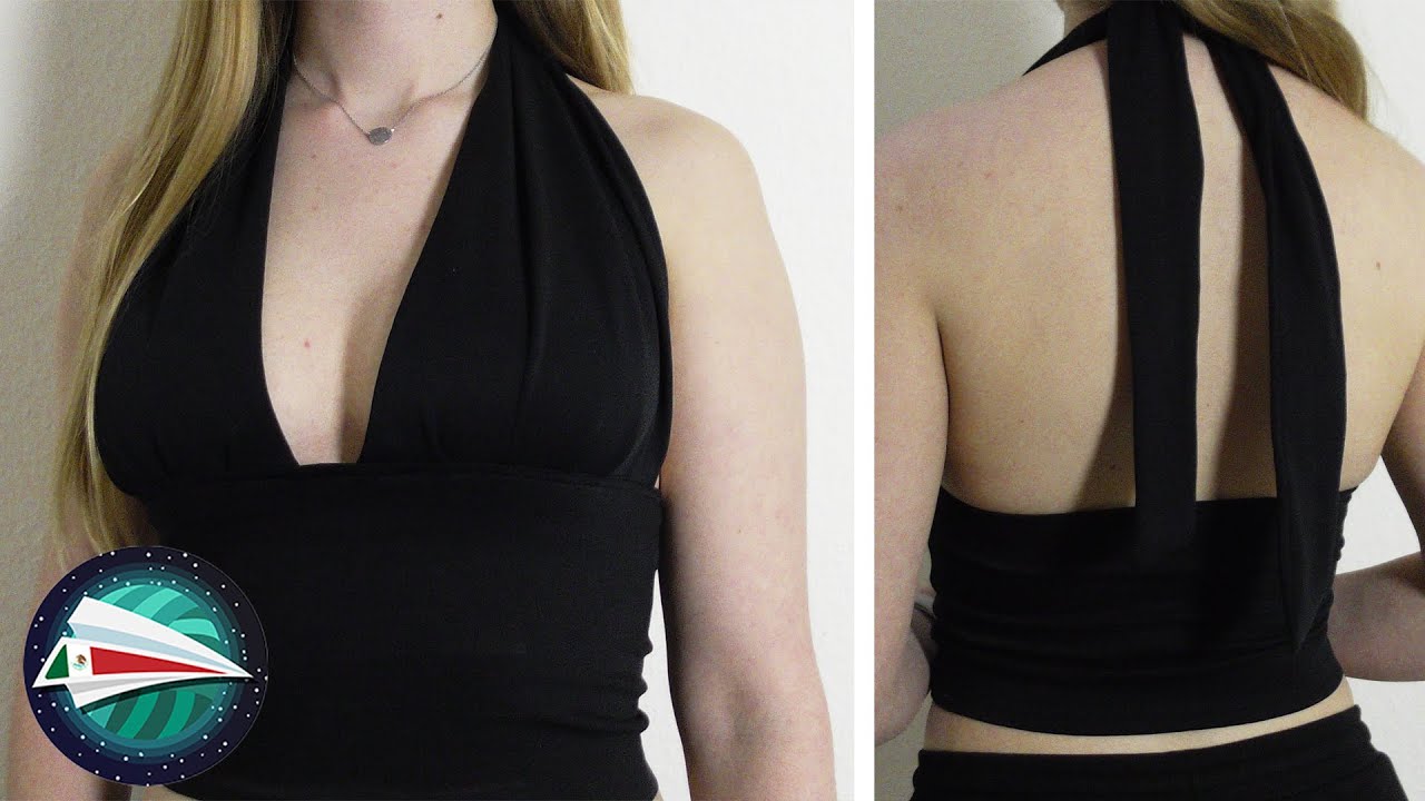 Aprende a coser top con cuello halter y escote profundo | Crea tu propio molde | Costura DIY