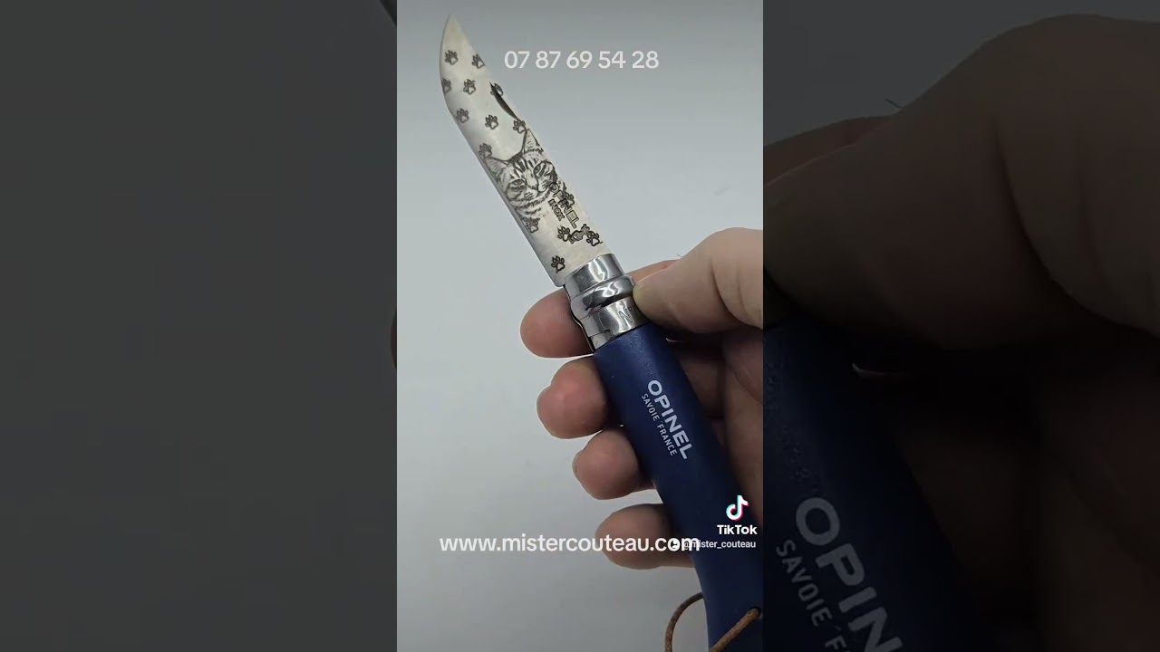 votre chat gravé sur votre Opinel