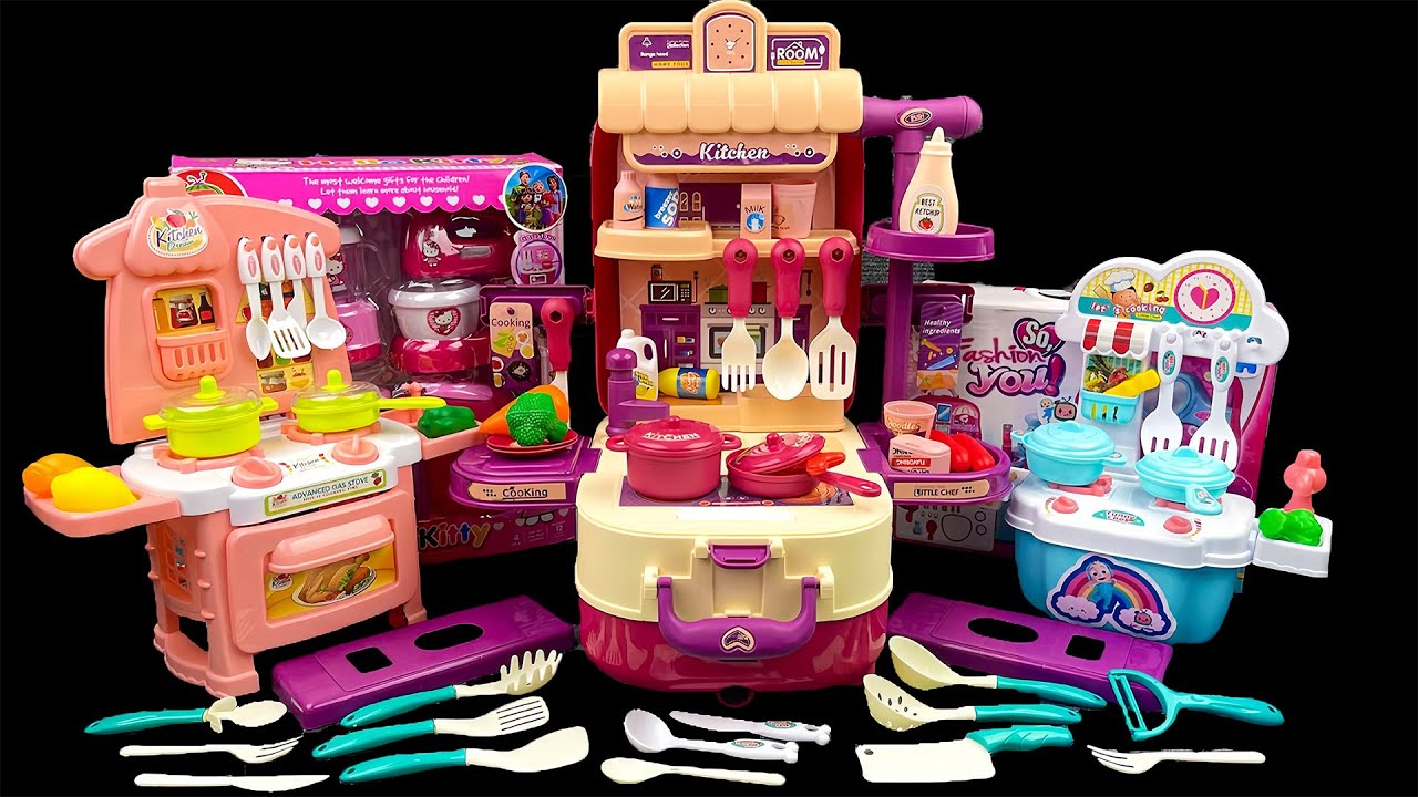 Toy asmr , 18 Minutes Satisfying Unboxing Pink Kitchen Shelf Toy Set | Toys Unboxing