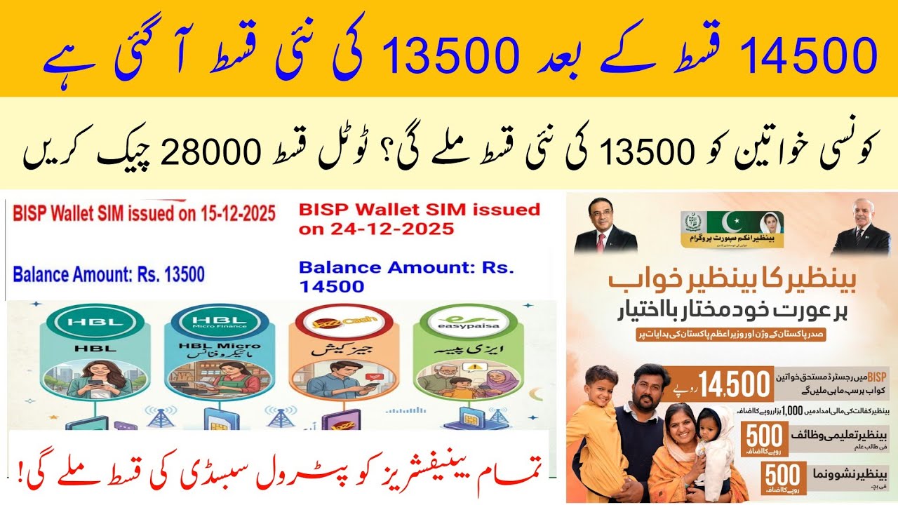 BISP Patrol Payment New Update || BISP Double Qist 28000 Start Today 