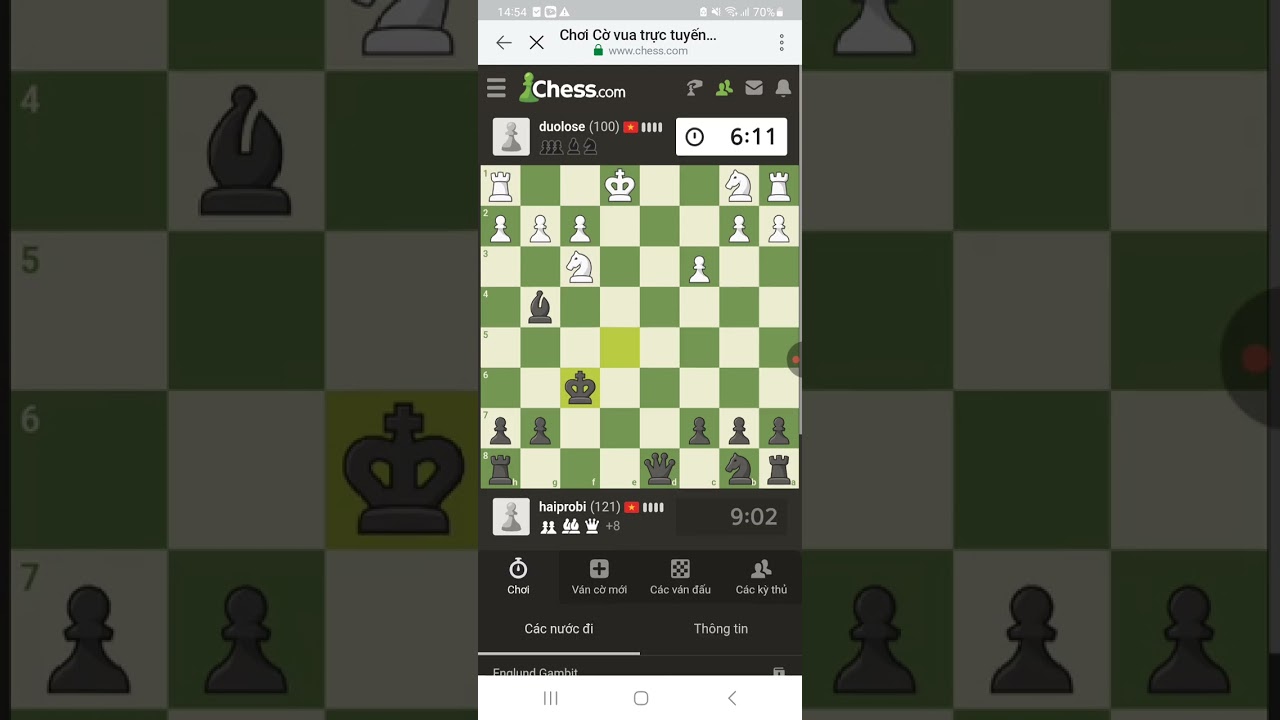 đấu cờ vua trên chess.com