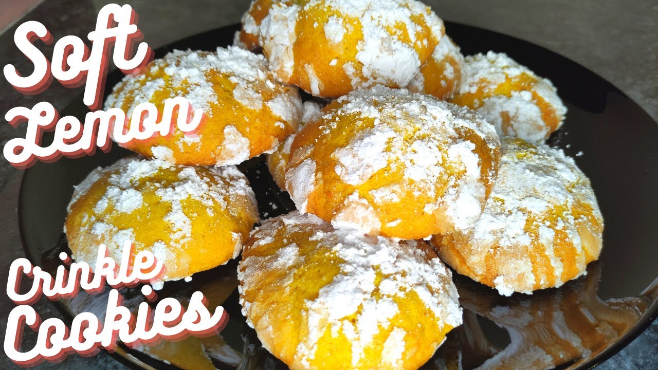 Soft lemon crinkle cookies / Μαλακά κρακελέ μπισκότα λεμονιού