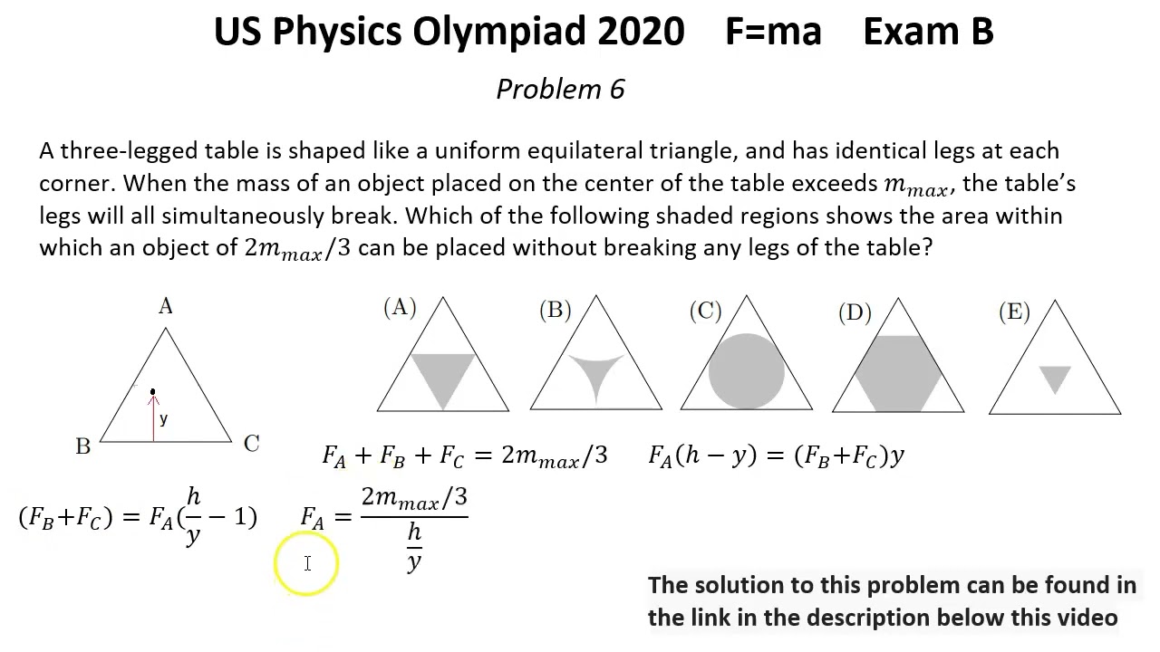 US F=ma Physics Olympiad 2020. First Round. Exam B. Solutions of problems 1-25 of 25. Mechanics