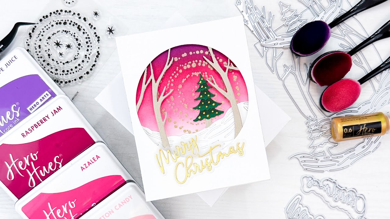 Forest Christmas Tree Scene Featuring the October 2023  My Monthly Hero Kit