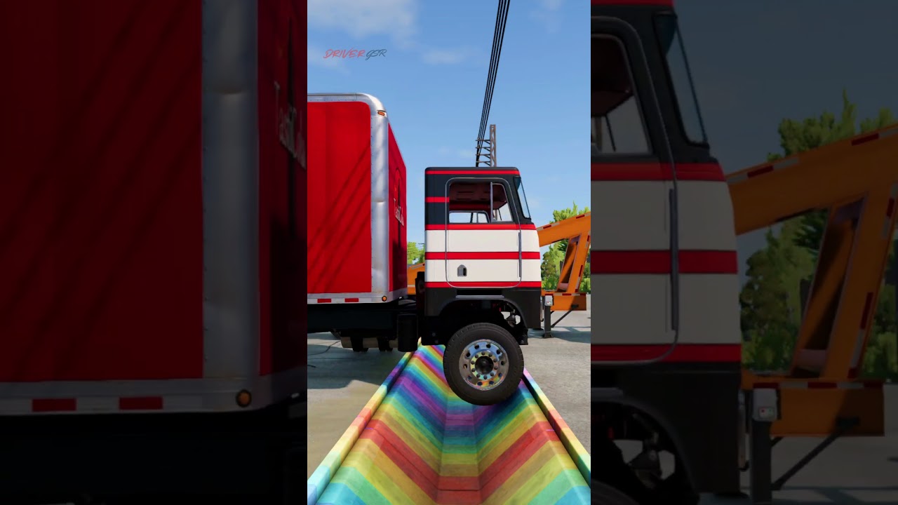 Truck carrying large spinner vs gutter vs truck | BeamNG Drive   #beamng #india #truck #speedbump