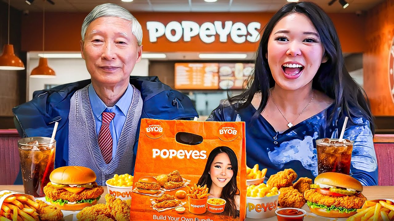 Extra Emily Tries Her Popeyes Bundle With Her Dad!