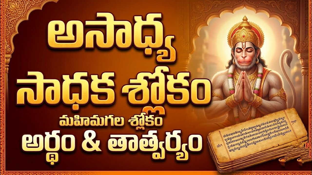 అసాధ్య సాధక శ్లోకం | Asadhya Sadhaka Slokam with Telugu Meaning | Hanuman Slokas|