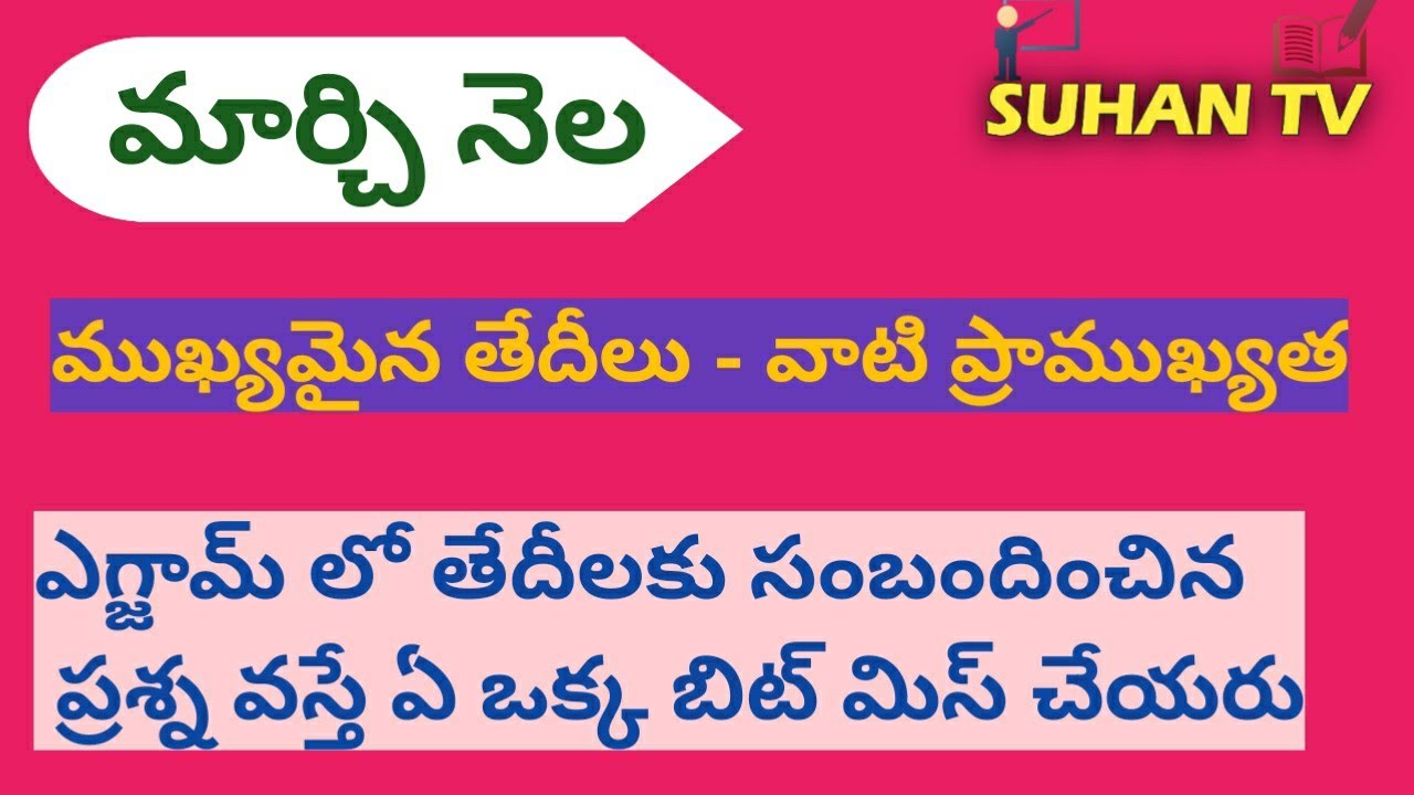 General Knowledge Class-7 | Dates and its importance | TET & DSC | Suhan TV