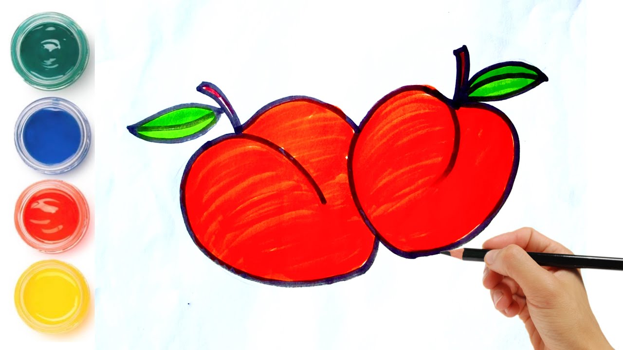 Easy Peach Drawing🍑 | Kids drawing step by step / Easy Fruit drawing