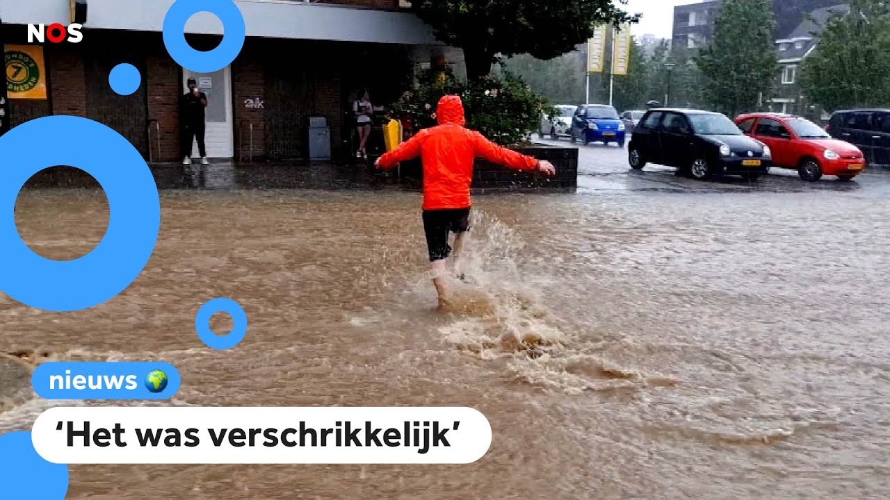 Straten onder water door heftige regenval in Limburg