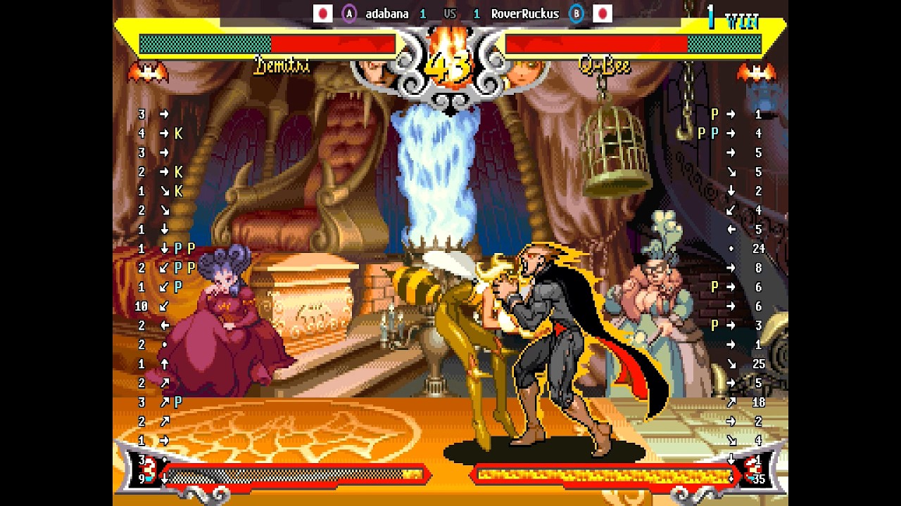 Vampire Savior - 🇯🇵 adabana(A) vs 🇯🇵 RoverRuckus(B) | Fightcade (2026-03-15 11:47 UTC)