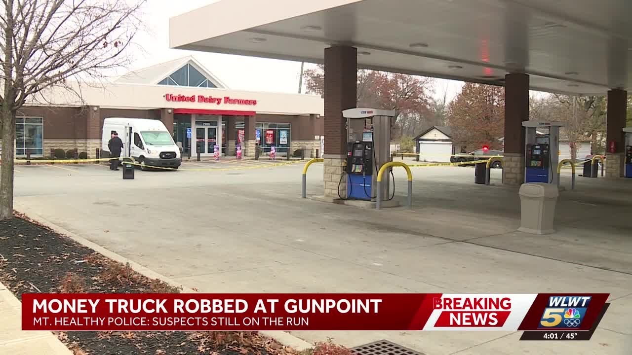 Money truck robbed at gunpoint in parking lot of a UDF; suspects at large