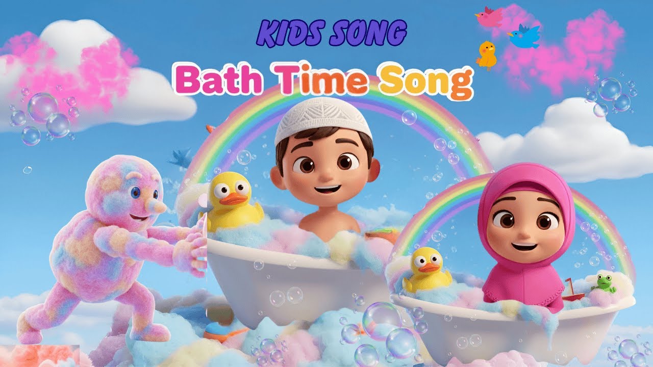 Bath Time Song | Muslim Kids Cartoon | Fun & Clean Learning for Children