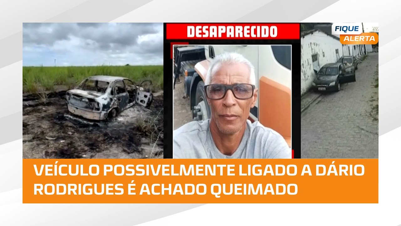 Carro que pode ser de Dário Rodrigues é encontrado carbonizado em Rio Largo #FiqueAlerta