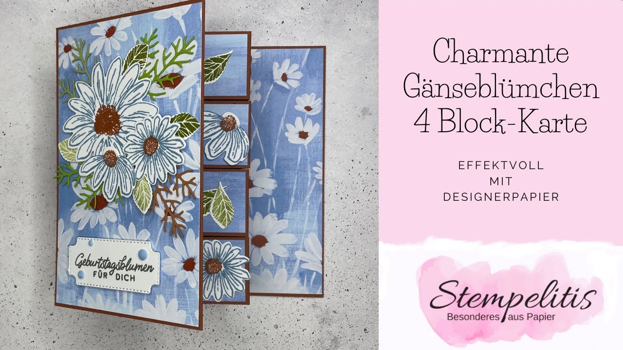 Anleitung: Vier Block Karte mit Gänseblümchentraum von Stampin' Up! | Tutorial von Stempelitis