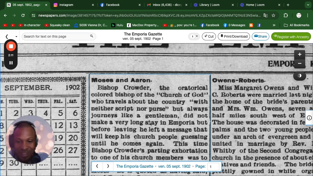 Prophet William S Crowdy likens himself to the Prophet Moses