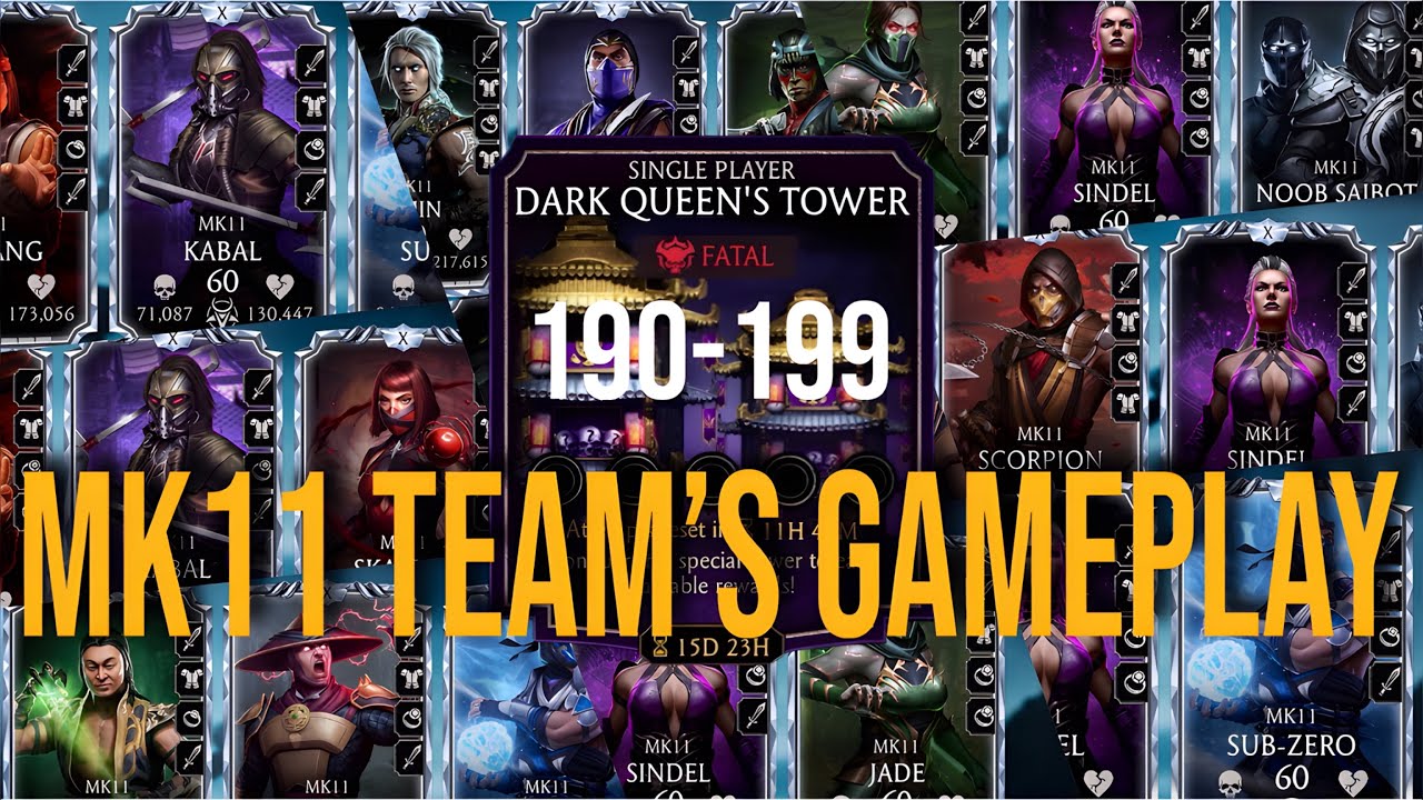 Fatal Dark Queen’s Tower Hard Battle 190-199 Gameplay | Teams MK11