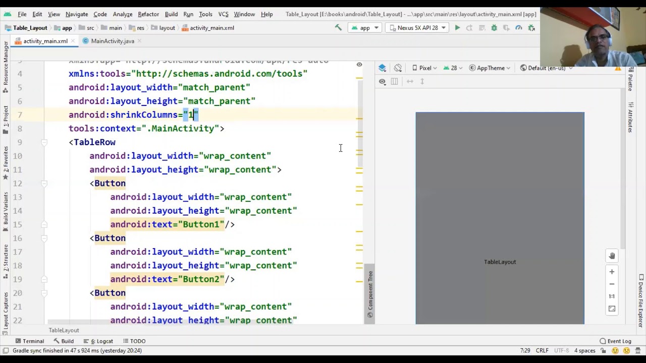 Design Interface in Android using Table Layout