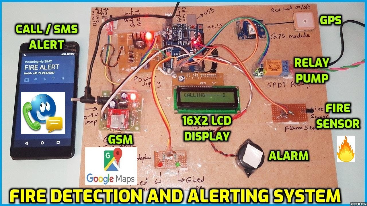 Fire Detection and Alerting System using Arduino - GSM - GPS | Call Alert and SMS Notification