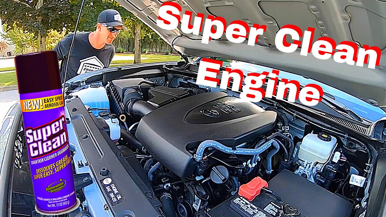 CLEANING A DIRTY ENGINE BAY WITH SUPER CLEAN DEGREASER ON A 2019 TACOMA - Realistic Detailing