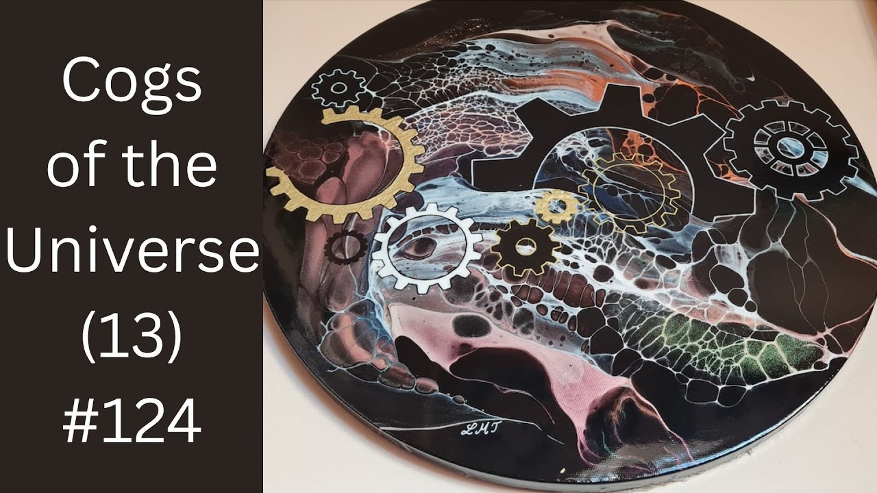 Acrylic Pour Embellished❤️‍🔥Cogs of the Universe (13)❤️‍🔥Pouring Acrylics/ HaAppy Flow #124 #fypシ
