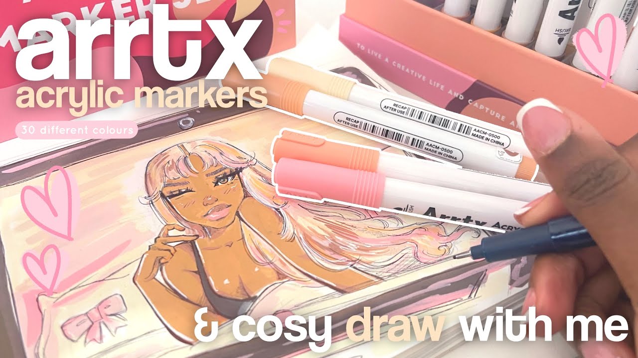 🤎☆ arrtx skin tone acrylic marker unboxing, review & cosy draw with me + chill lofi music ☕️🫧