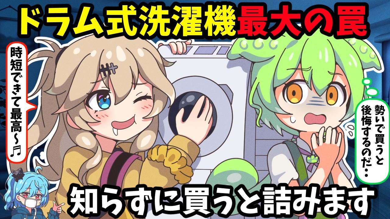 買って後悔…ドラム式洗濯機の恐ろしい落とし穴【ずんだもんアニメ解説】