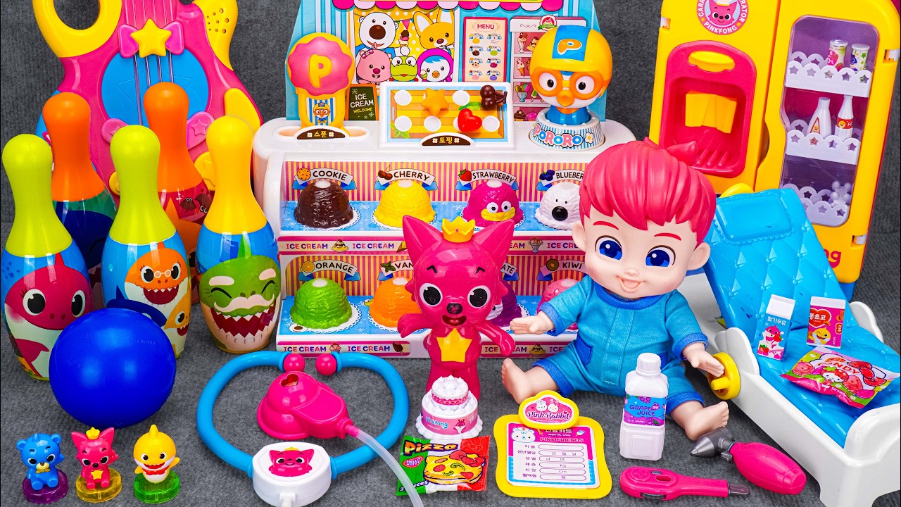 Satisfying Unboxing & Review Miniature Pinkfong Bowling Set Toys ASMR