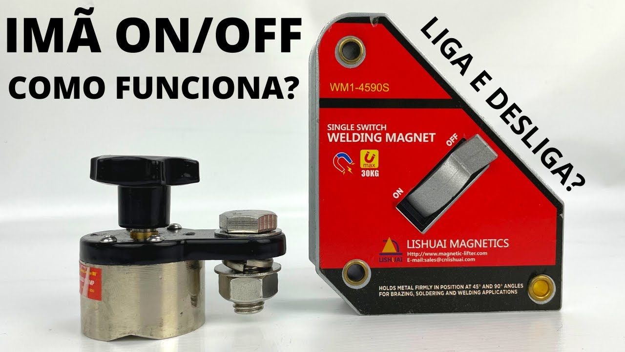 COMO FUNCIONA O IMÃ COM BOTÃO LIGA E DESLIGA? Seria um eletroímã dentro do esquadro magnético?