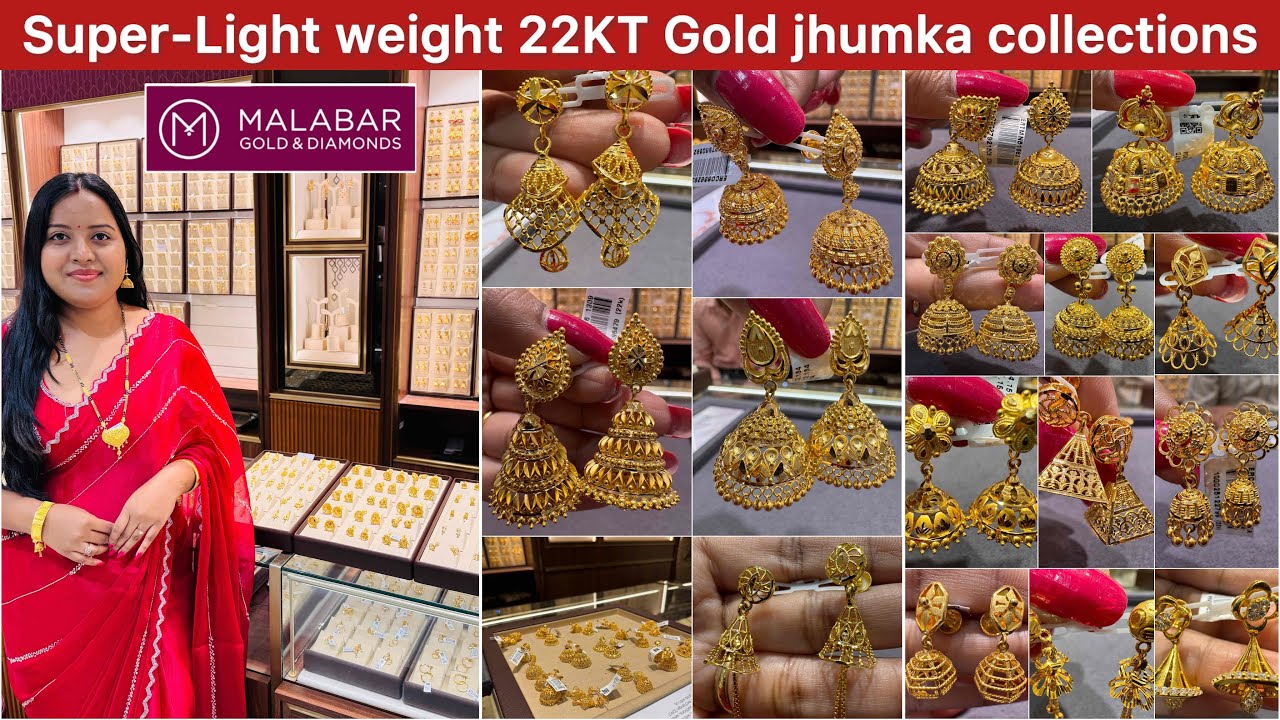 3gm😲😱Super-Light weight 22KT Gold jhumka collections from Malabar I 🪔& Dhanteras special jhumka's