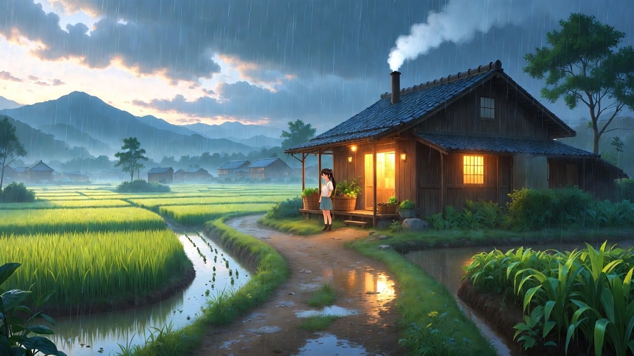 A Calm Rainy Day in a Rural Village | Cooking, Village Life & Rain Sounds | Ghibli Style