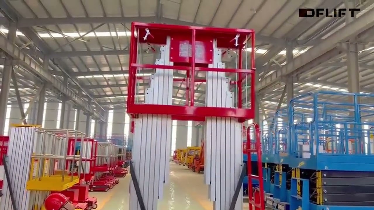 Factory On-Site Shooting: Detailed Display of the Double-Mast Aluminum Alloy Lifting Platform