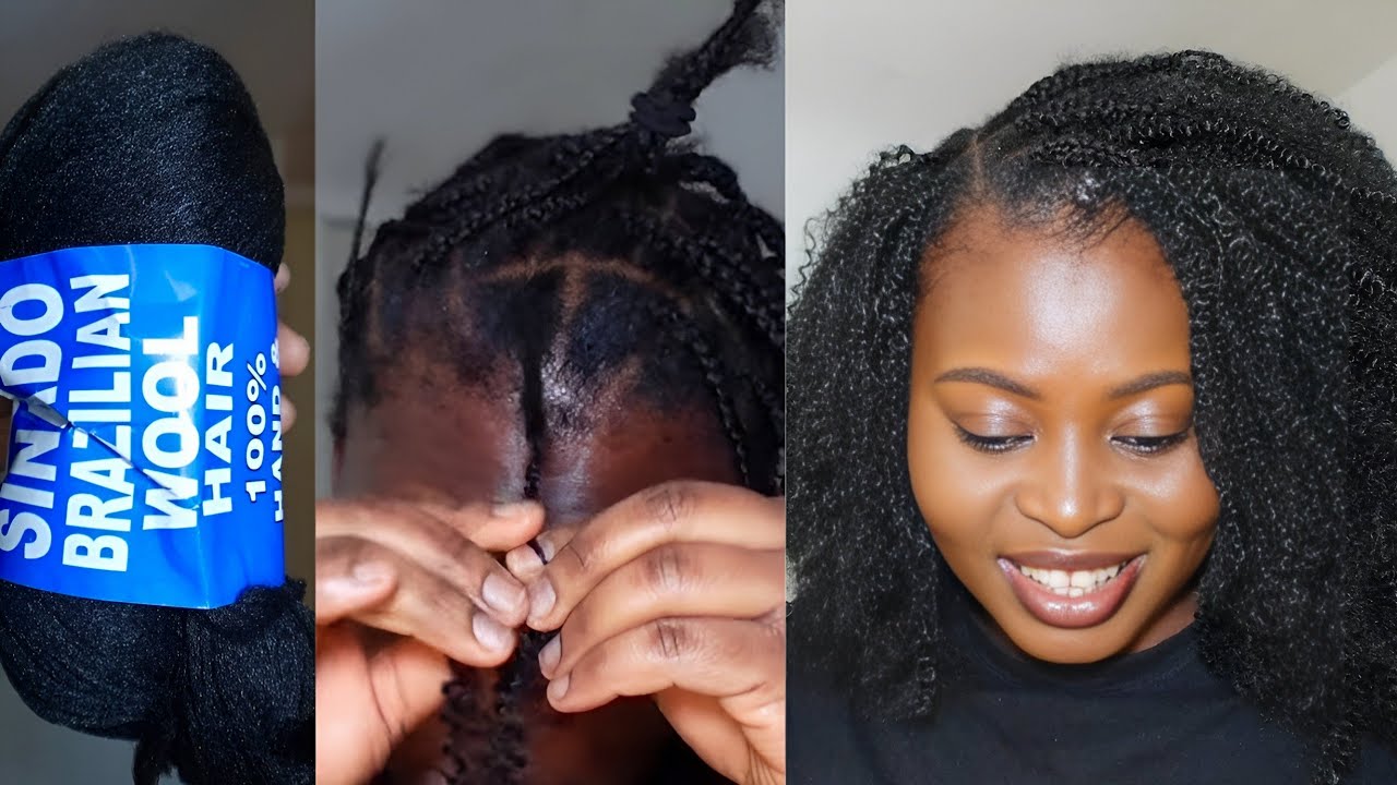 Boho Braids Using Brazilian Wool | No Hair Out, No Gel, No Tangle | Natural & Relaxed Hair