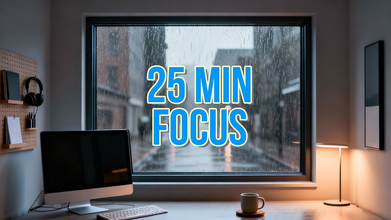 Rainy Focus Timer 🌧️ | 25-Min Calm Lo-Fi Pomodoro