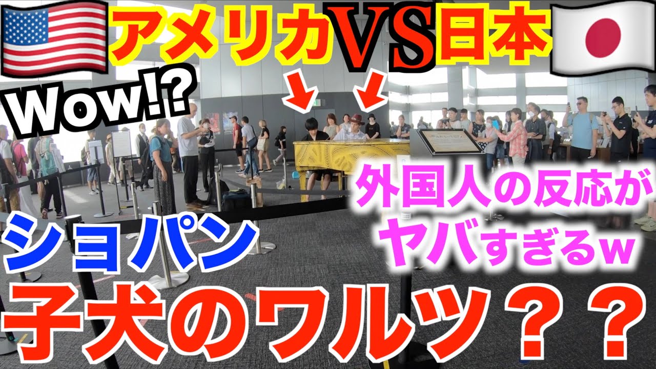 【アメリカ人VS日本人】ありえない子犬のワルツ弾いたら外国人が一瞬でとんでもないことにww【都庁ピアノ/ストリートピアノ/ショパン/ジェイコブ・コーラー&times;ヒビキpiano/Pianobros/ジャズ】