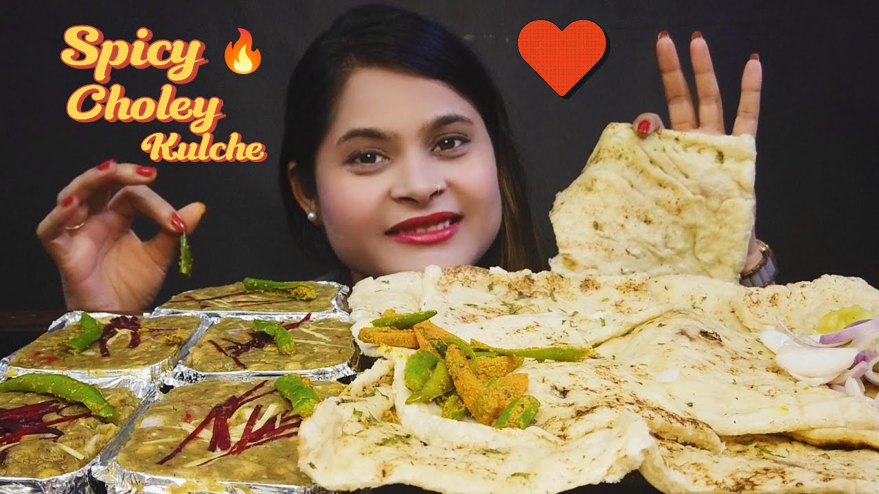 ASMR MUKBANG | 😋 Street-Style 🔥 SPICY CHOLEY KULCHE Mukbang | 🔥 Spicy Indian Food Feast 🔥