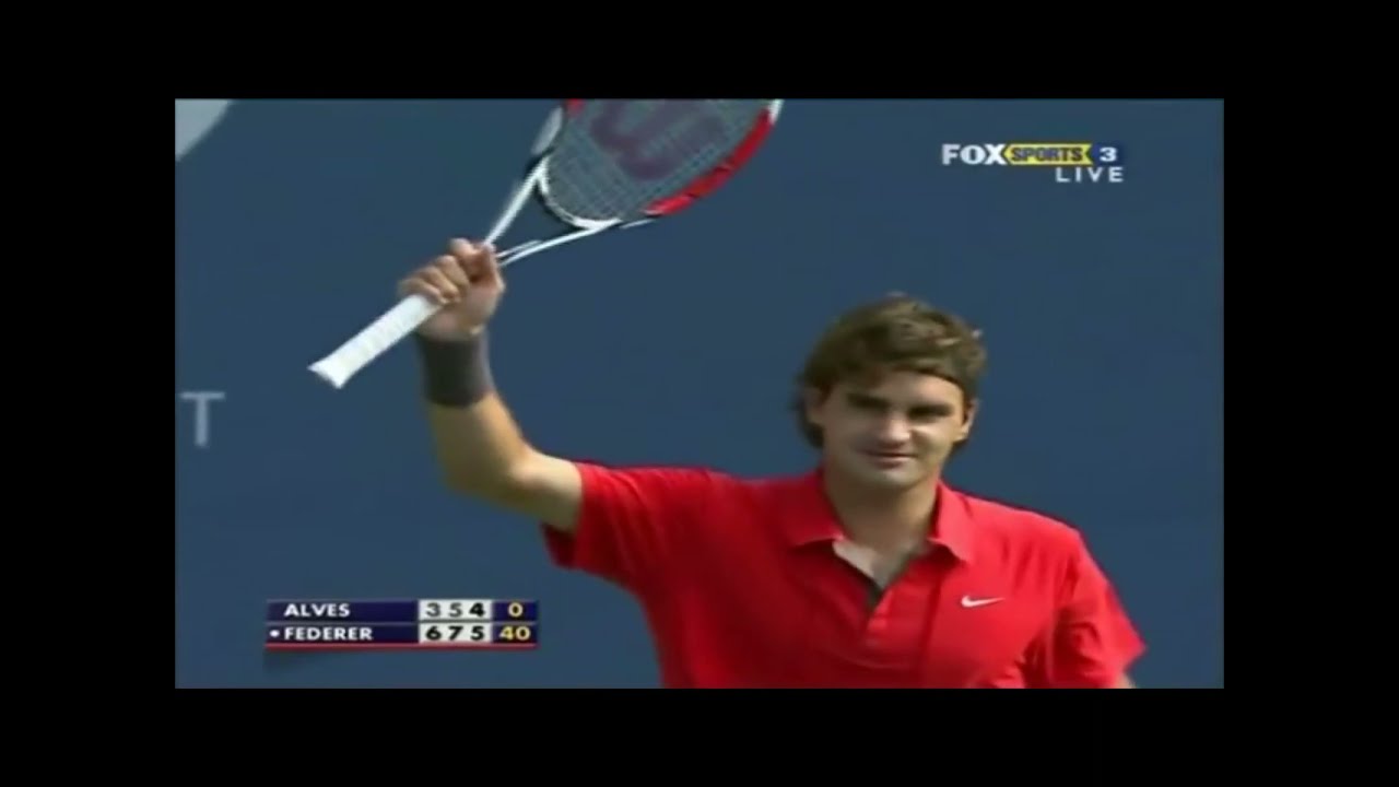 Federer vs Alves | US OPEN 2008 (R2) | Court Level & Slow Motion