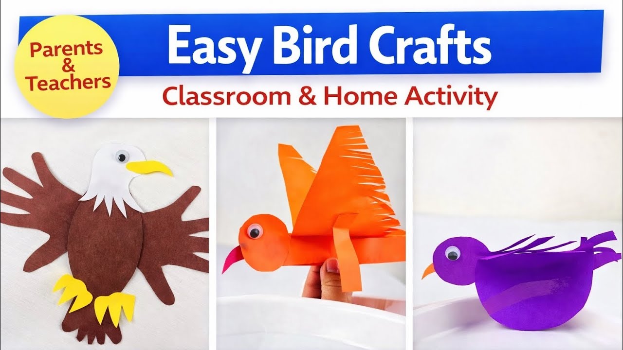 3 Easy Birds Crafts for Kids | Flying Bird🦜, Eagle 🦅Crafts for Kids | Birds craft ideas🦜🦅