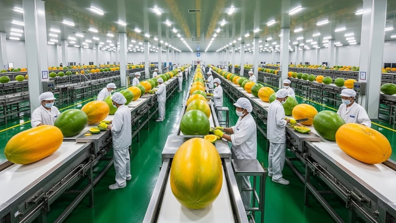 Inside a Modern Papaya Factory: From Fresh Fruit to Candied Cubes (Full Process)