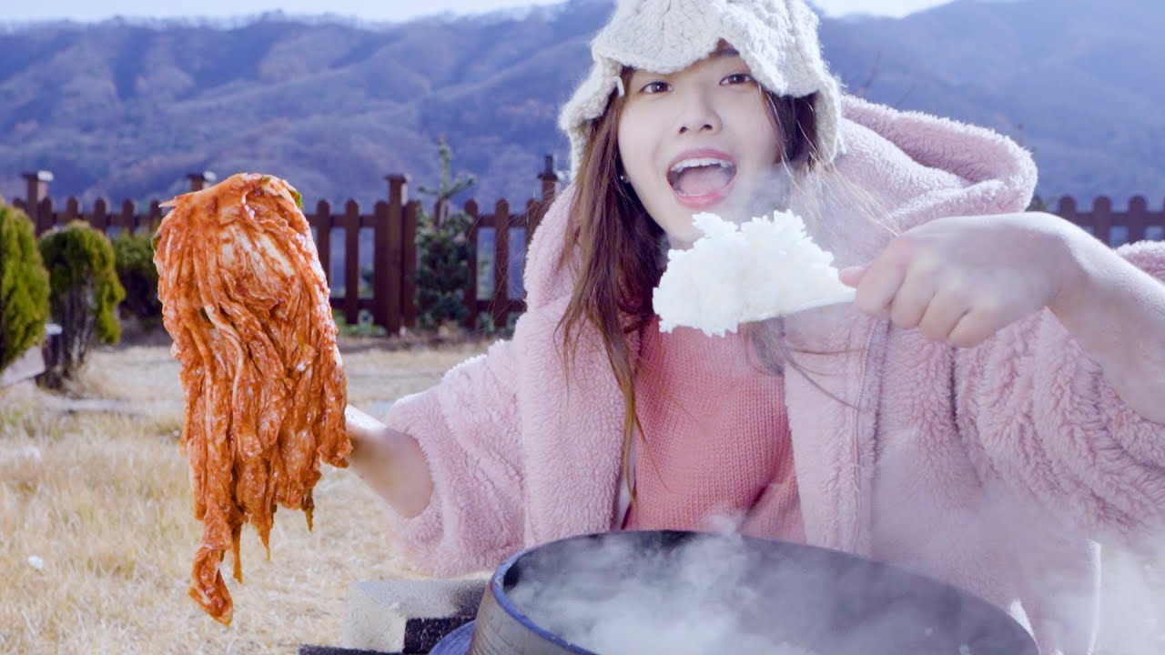 ASMR Handmade Kimchi+ Cauldron rice Mukbang[suna asmr]