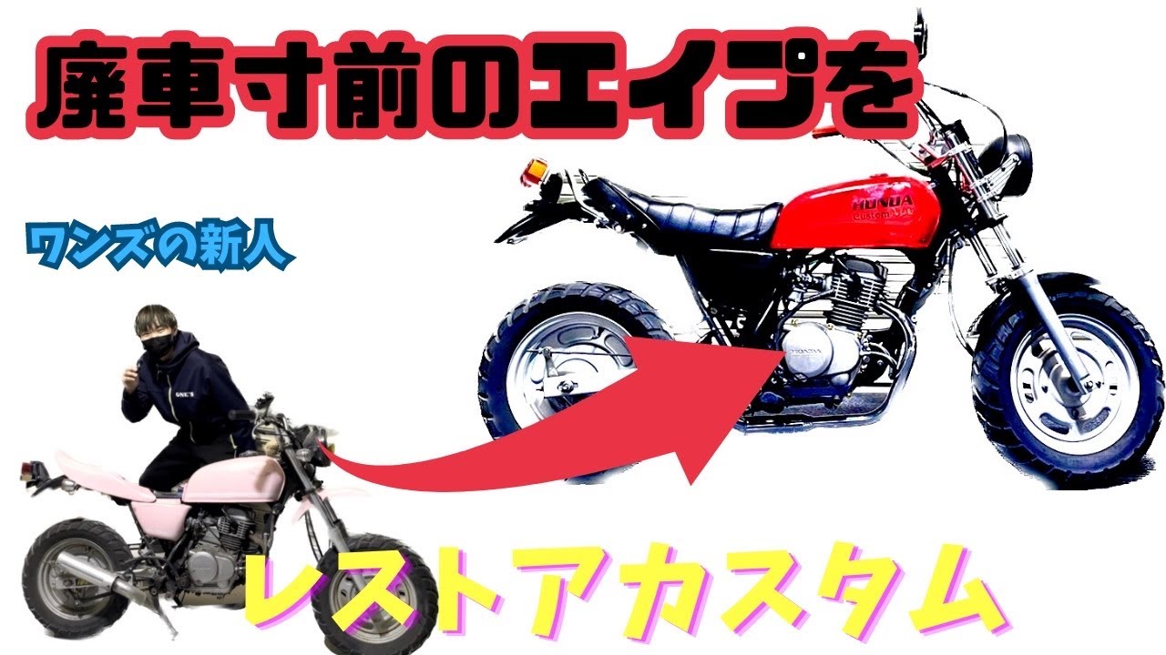 ワンズの新人🙋‍♂️ 廃車予定のエイプをレストアしてカスタムします！
