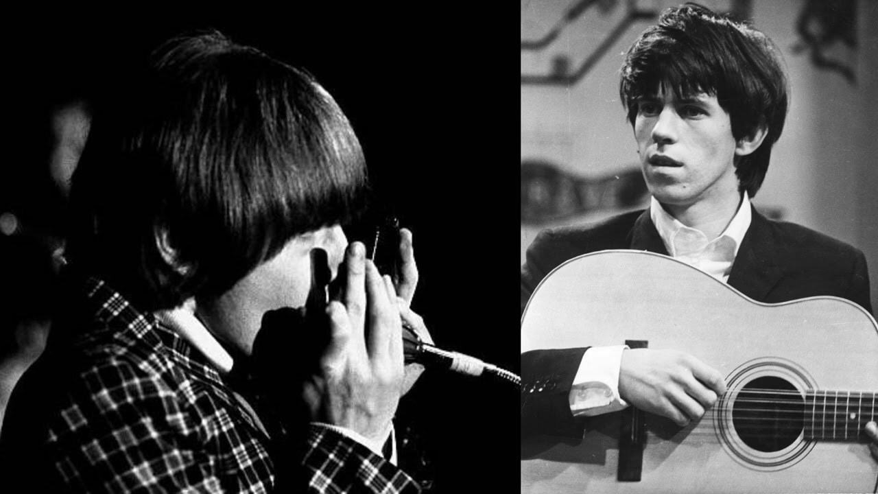 Brian Jones plays the harmonica while Keith Richards plays acoustic guitar on High And Dry