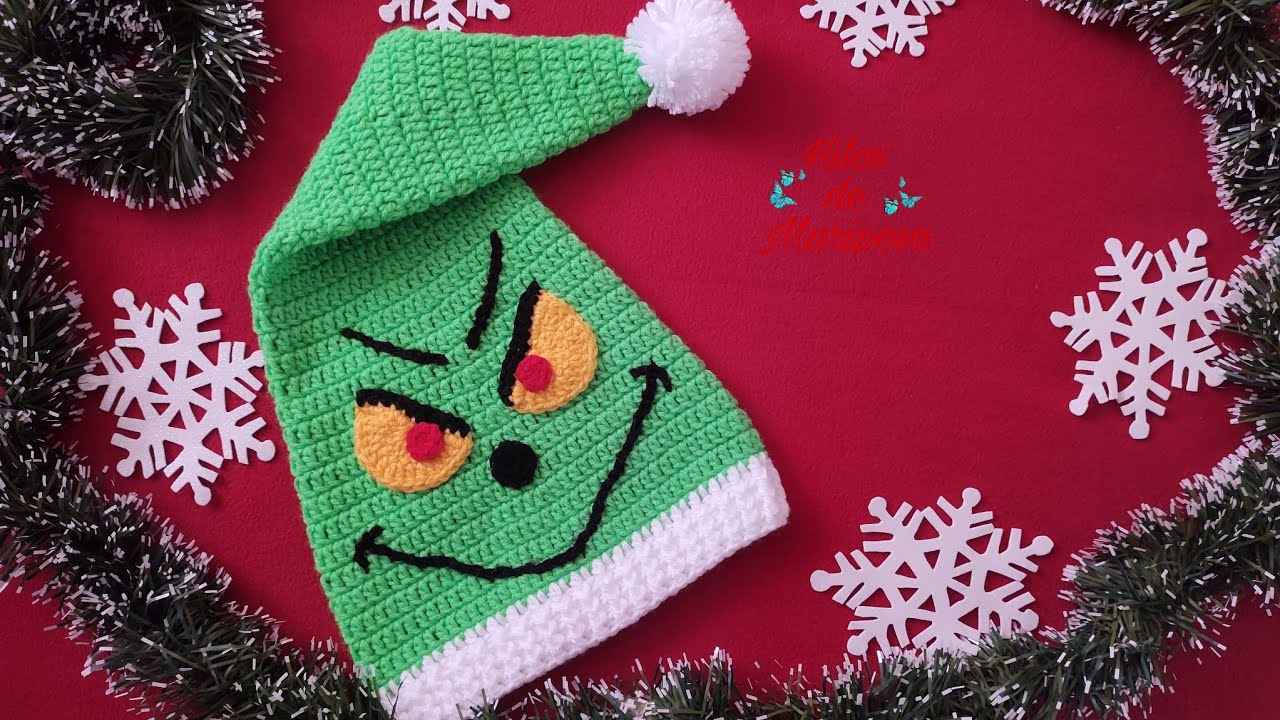 gorro de el Grinch a crochet todas las tallas gorro navideño a crochet gorro duende a crochet