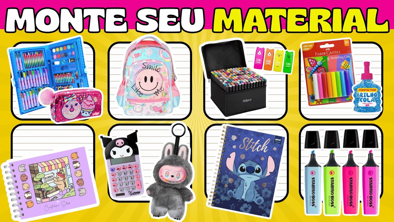 📚 MONTE SEU MATERIAL ESCOLAR DOS SONHOS - 150 Opções para escolher #quiz